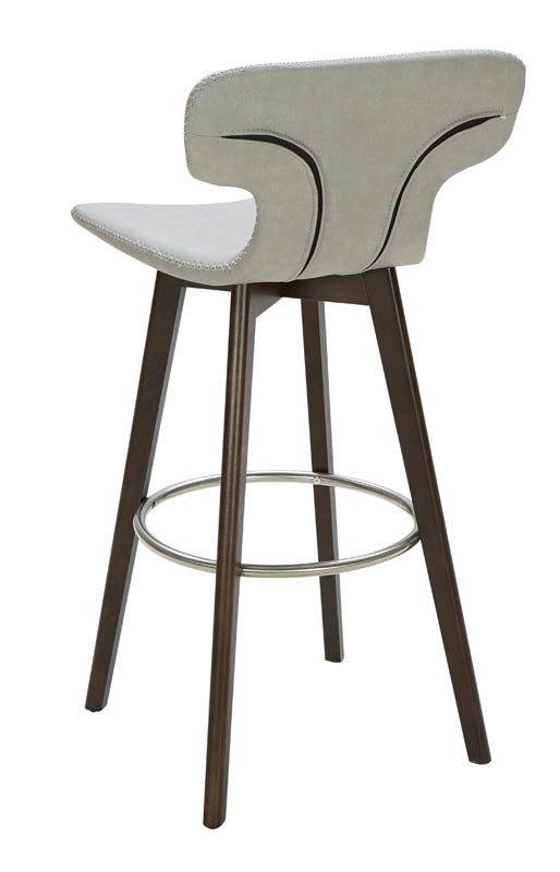 41" Light Grey Eco-Leather  Steel  and Wood Bar Stool