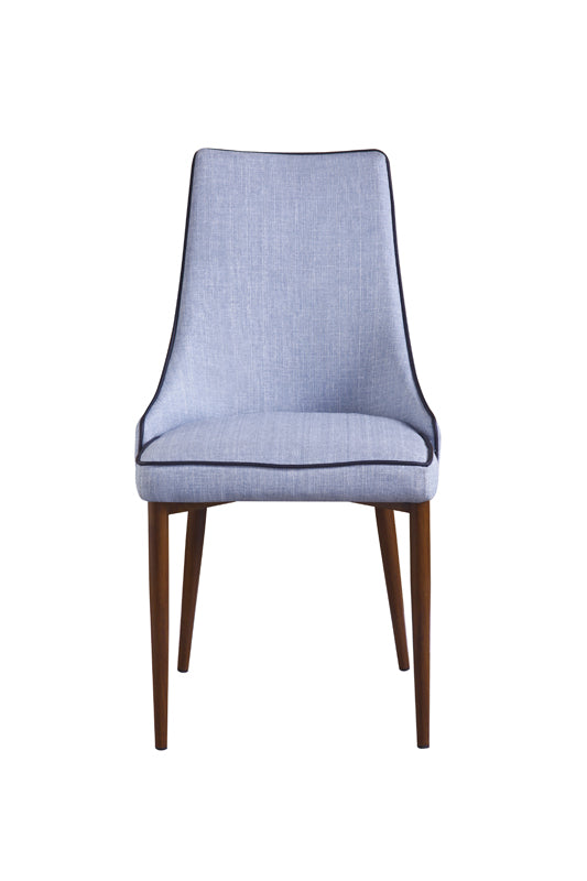 35" Blue Fabric and Metal Dining Chair