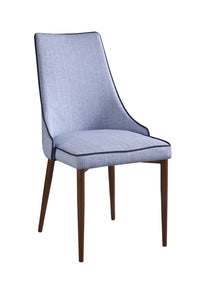 35" Blue Fabric and Metal Dining Chair