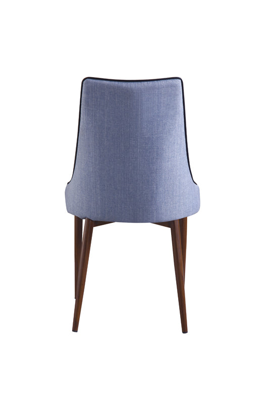35" Blue Fabric and Metal Dining Chair