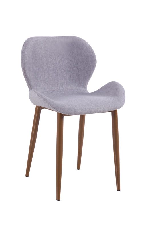 29" Grey Fabric and Metal Dining Chair