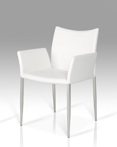 33" White Leatherette and Steel Dining Chair