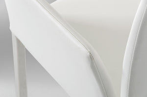 33" White Leatherette and Steel Dining Chair