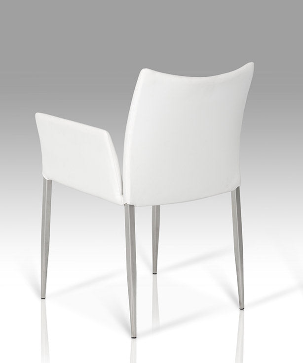 33" White Leatherette and Steel Dining Chair