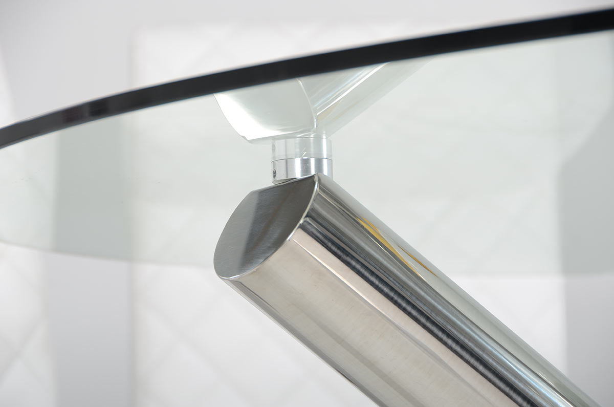 30" Glass and Steel Round Dining Table