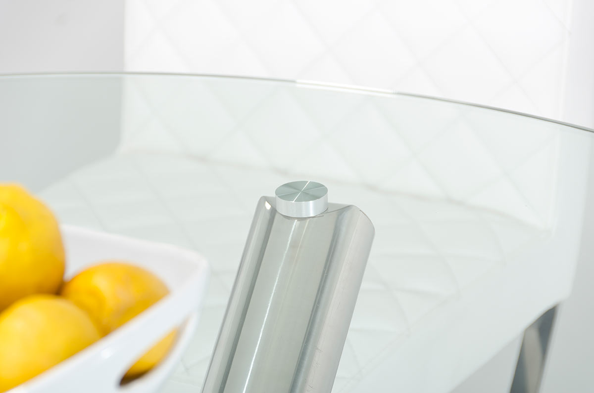 30" Glass and Steel Round Dining Table