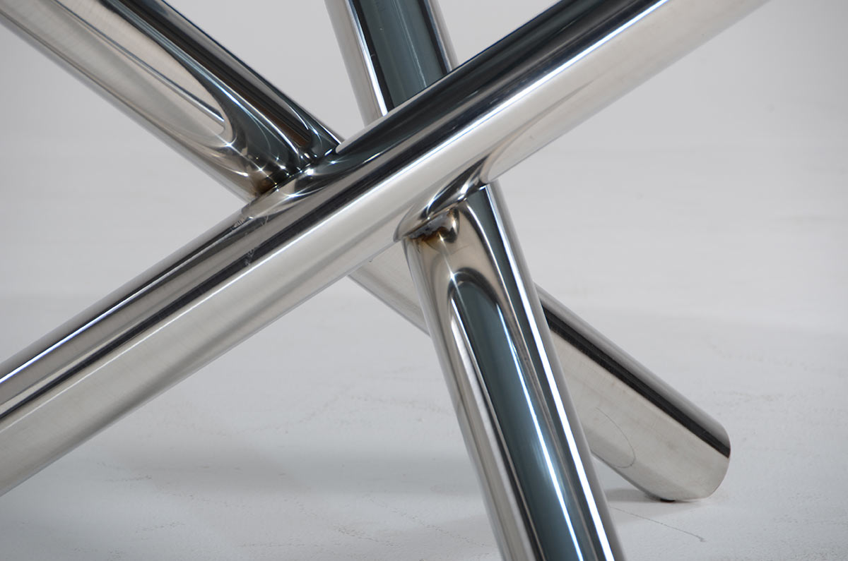 30" Glass and Steel Round Dining Table