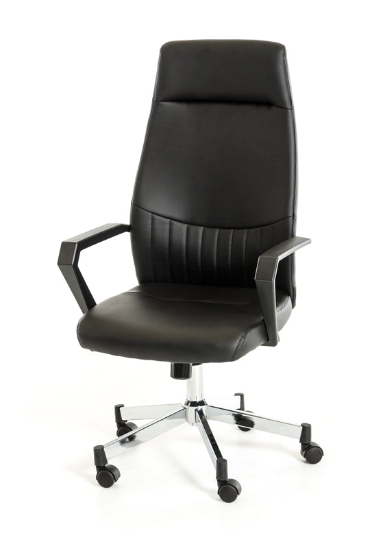 47" Black Leatherette  Plastic  and Steel Office Chair