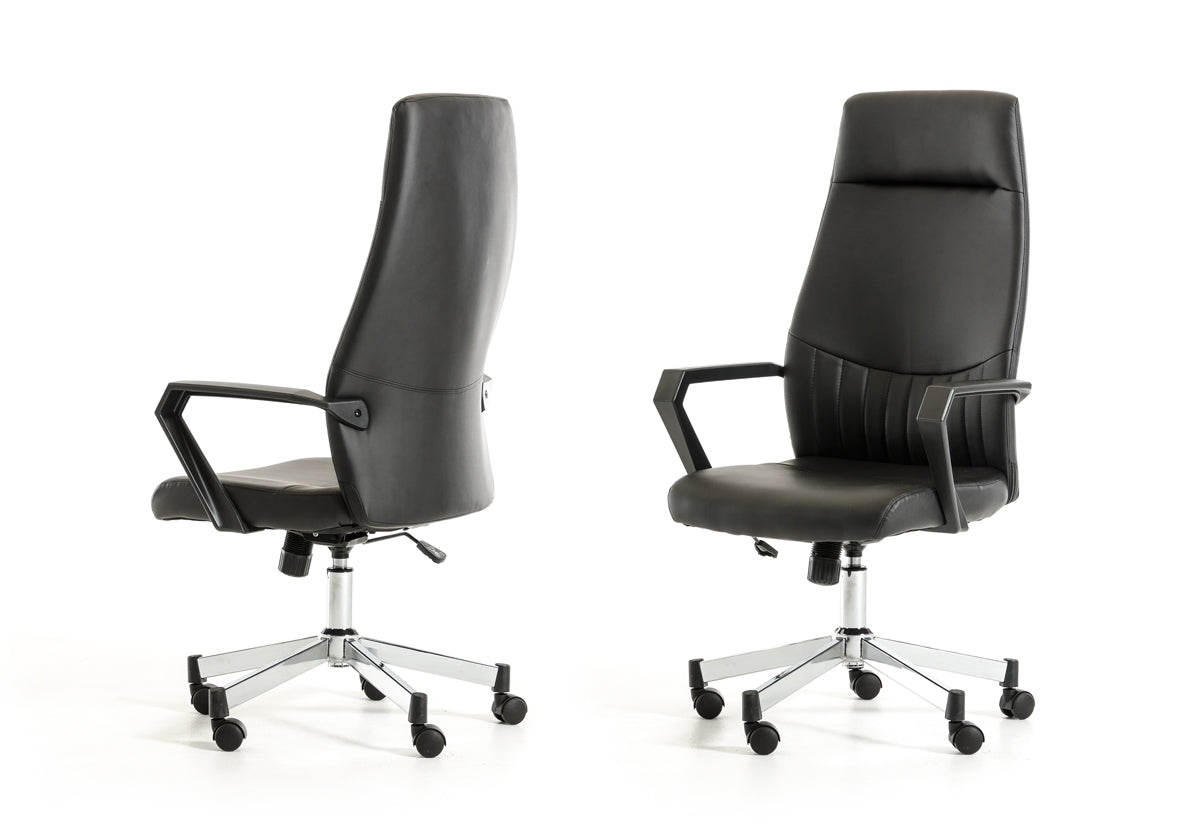 47" Black Leatherette  Plastic  and Steel Office Chair