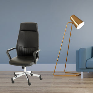 47" Black Leatherette  Plastic  and Steel Office Chair