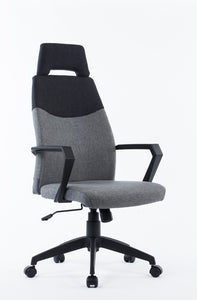 48" Grey and Black Fabric  Plastic  and Steel Office Chair
