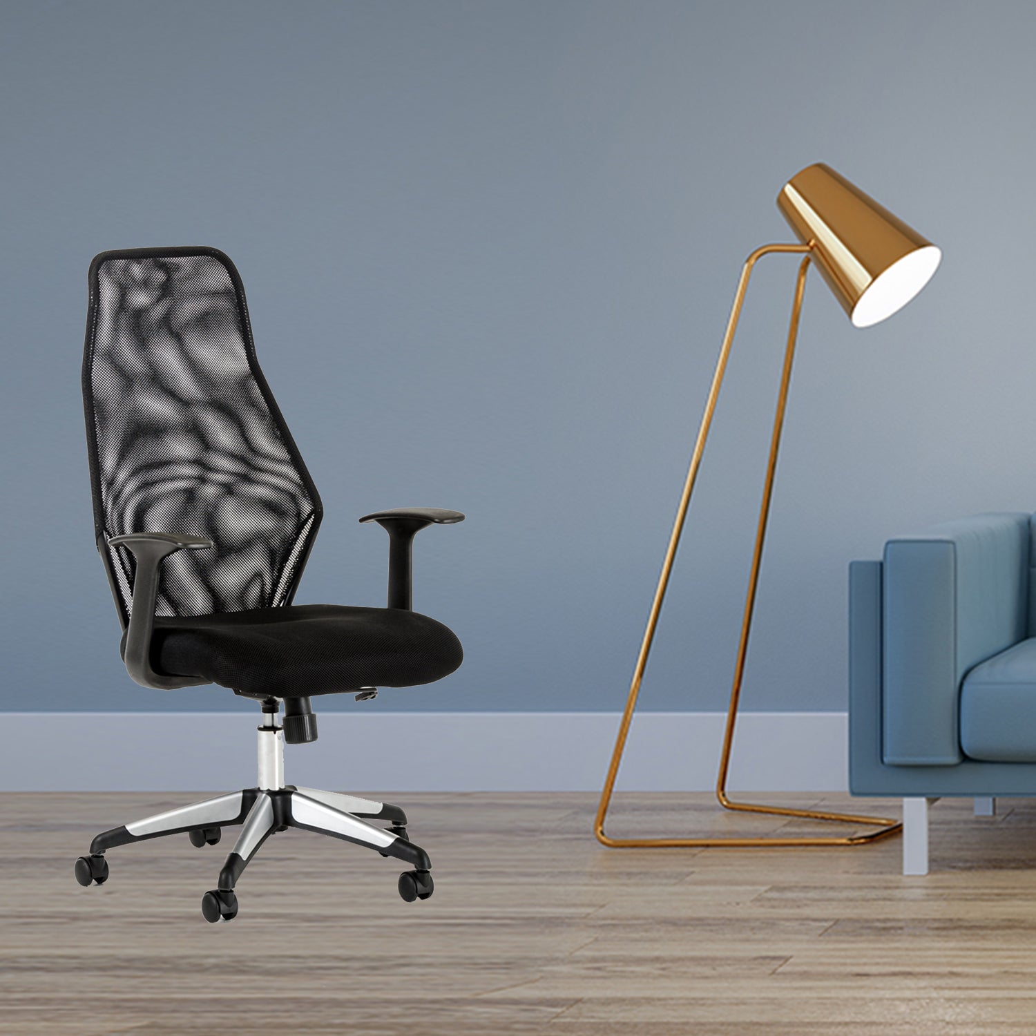 48" Black Plastic and Steel Office Chair