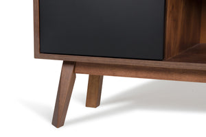 29" Walnut and Black Veneer  MDF  and Wood Buffet