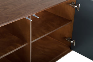 30" Charcoal Grey and Walnut Veneer  MDF  and Metal Buffet