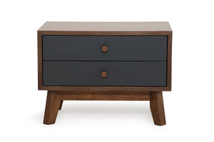 16" Grey and Walnut MDF  Wood  and Veneer Night Stand