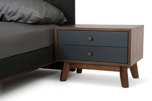 16" Grey and Walnut MDF  Wood  and Veneer Night Stand