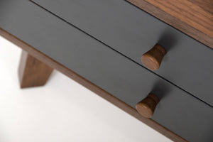 16" Grey and Walnut MDF  Wood  and Veneer Night Stand