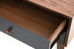 16" Grey and Walnut MDF  Wood  and Veneer Night Stand