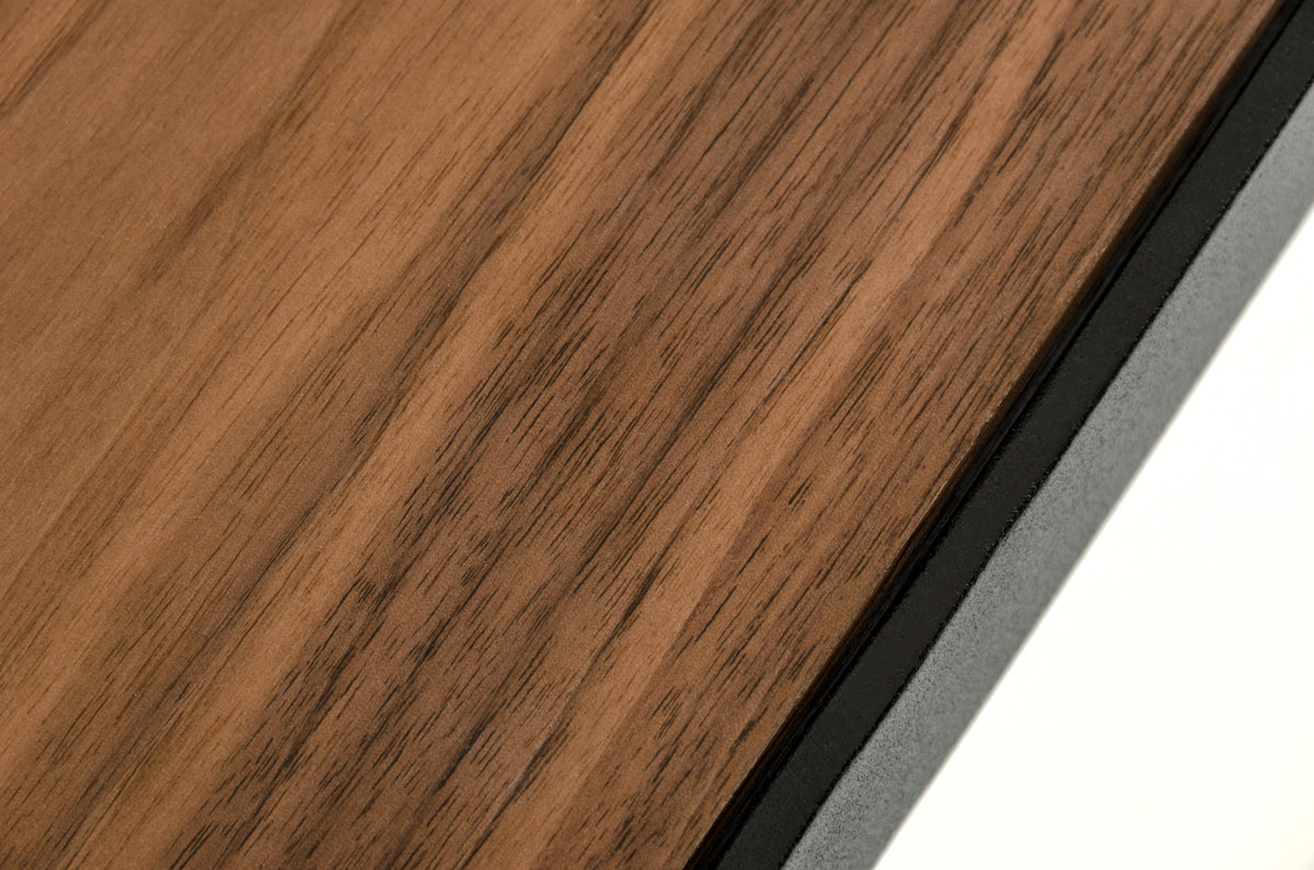 19" Walnut Veneer and Metal End Table