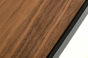 19" Walnut Veneer and Metal End Table
