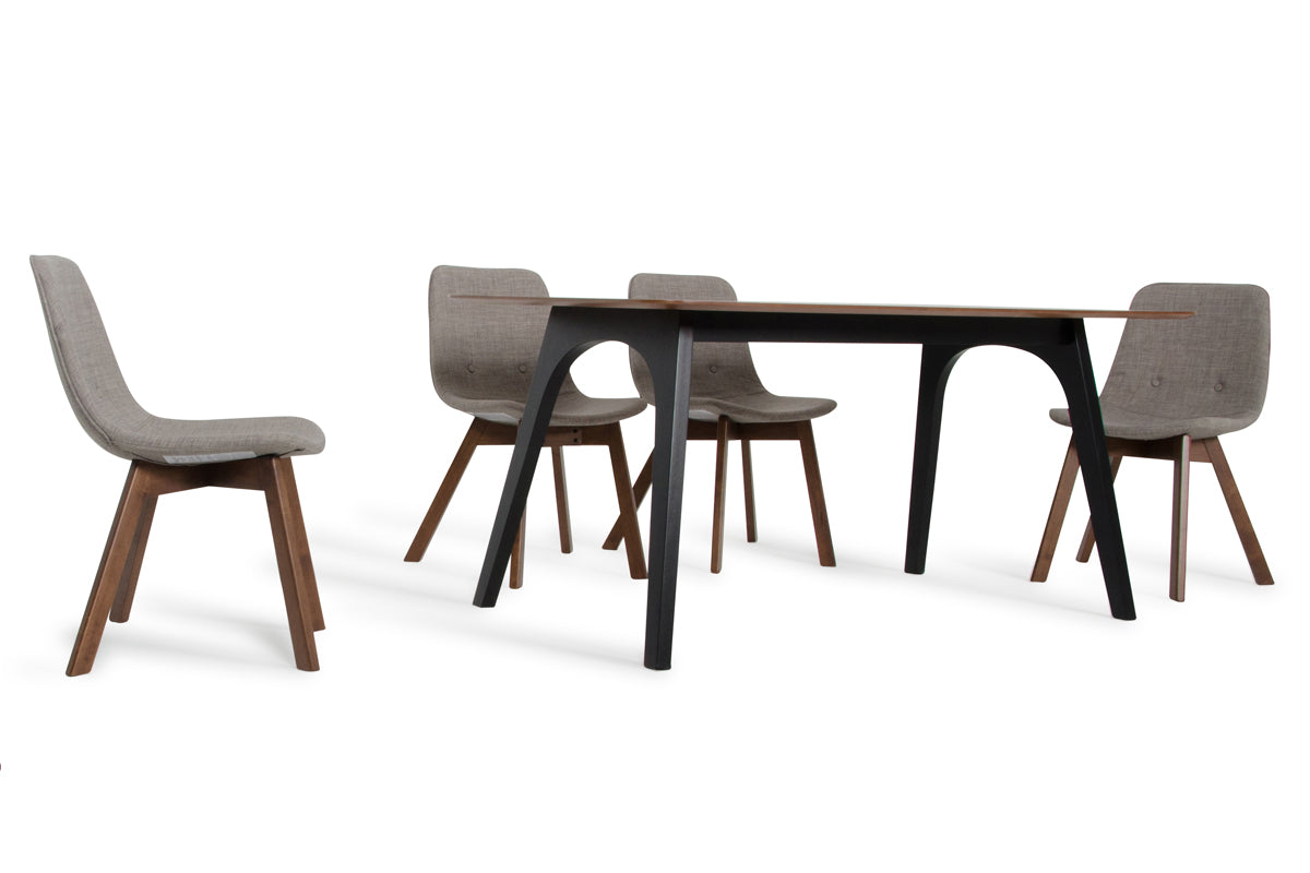 30" Walnut and Black Wood and Veneer Dining Table