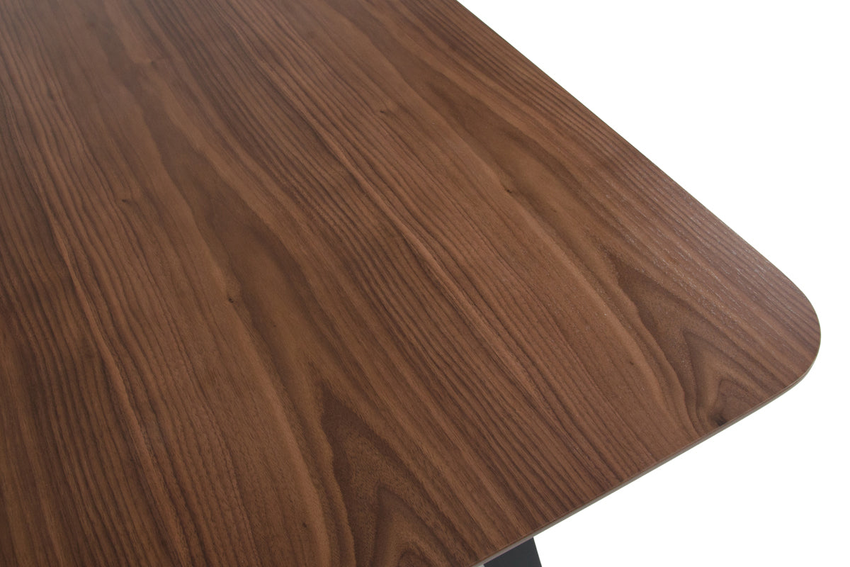 30" Walnut and Black Wood and Veneer Dining Table