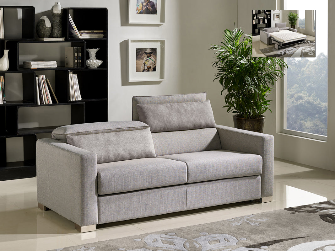 38" Grey Fabric  Foam  Wood  and Steel Sofa Bed