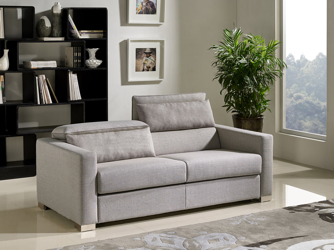 38" Grey Fabric  Foam  Wood  and Steel Sofa Bed