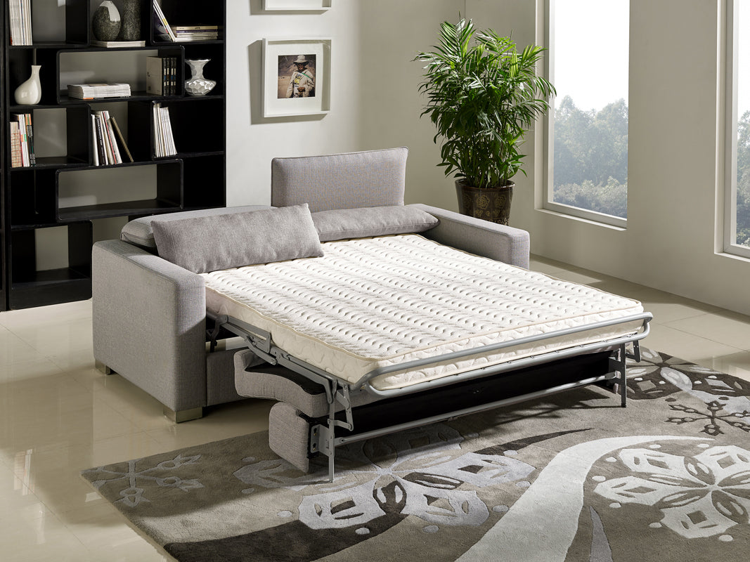 38" Grey Fabric  Foam  Wood  and Steel Sofa Bed