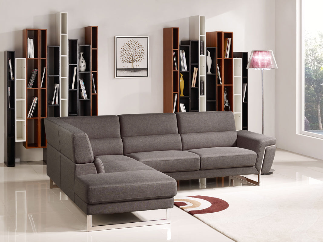 34" Brown Fabric  Foam  Wood  and Steel Sectional Sofa