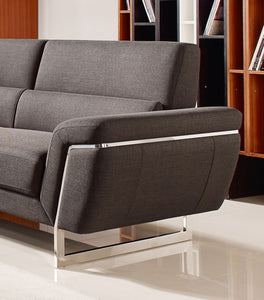 34" Brown Fabric  Foam  Wood  and Steel Sectional Sofa