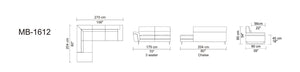 34" Brown Fabric  Foam  Wood  and Steel Sectional Sofa