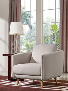 34" Beige Fabric  Foam  and Wood Sofa Set
