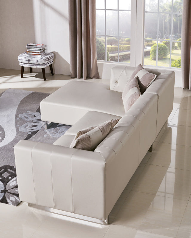 29" Metal  Foam  Wood  and Leatherette Sectional Sofa