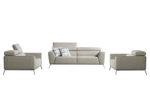 38" Beige and Brown Fabric  Foam  Steel  and Wood Sofa Set