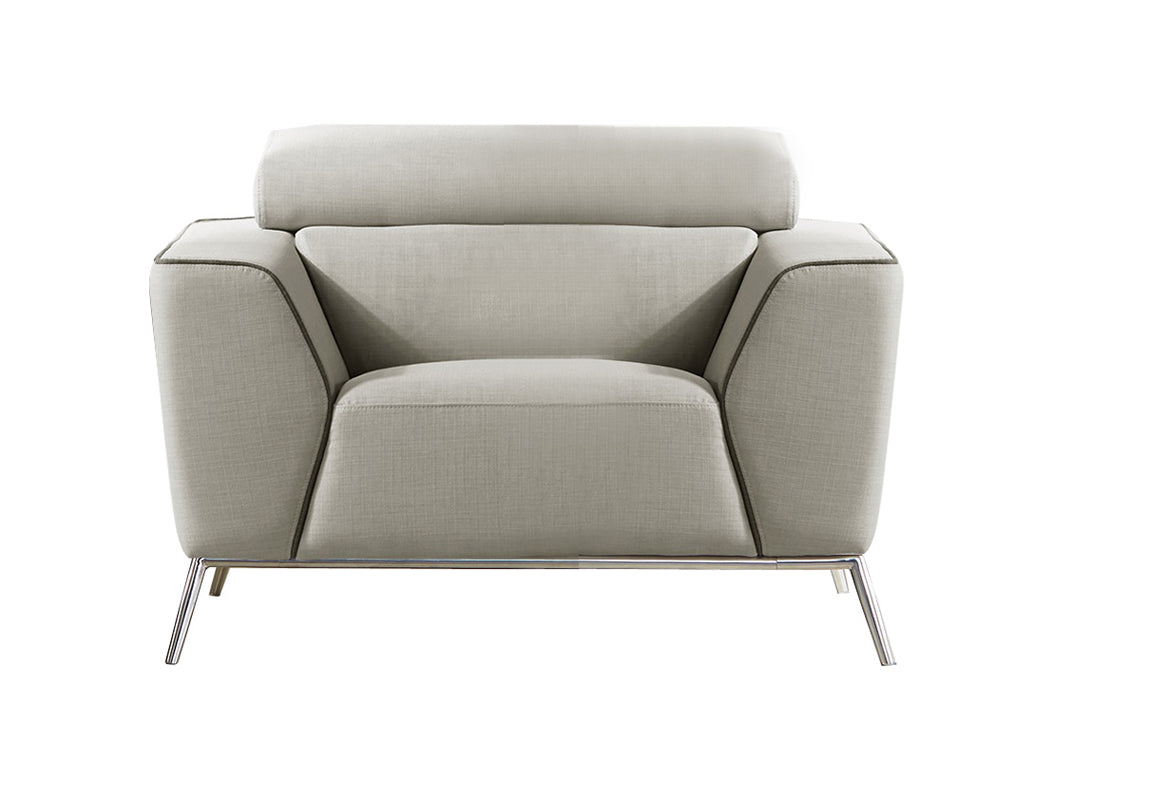 38" Beige and Brown Fabric  Foam  Steel  and Wood Sofa Set