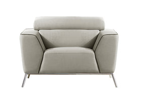 38" Beige and Brown Fabric  Foam  Steel  and Wood Sofa Set