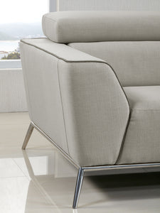 38" Beige and Brown Fabric  Foam  Steel  and Wood Sofa Set