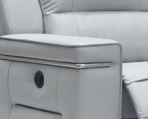 39" Grey Leather Foam  Steel  and Wood Sofa Set