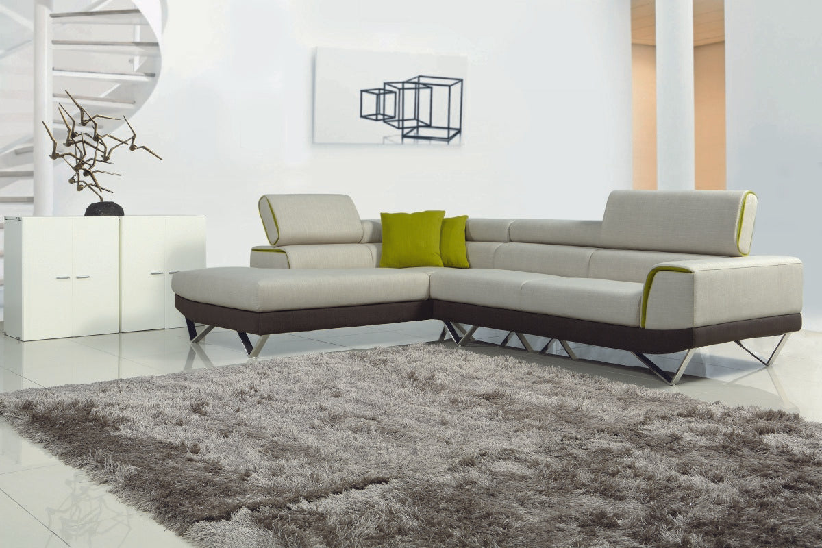 36" Fabric  Foam  Steel  and Wood Sectional Sofa