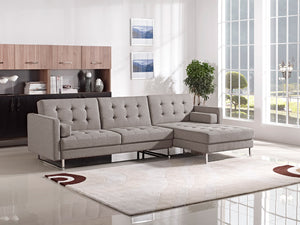 35" Brown Fabric  Foam  Wood  and Steel Sectional Sofa