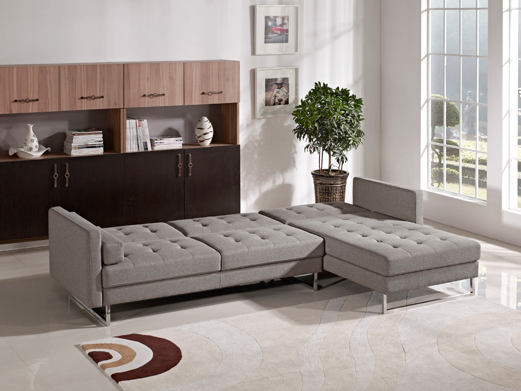 35" Brown Fabric  Foam  Wood  and Steel Sectional Sofa