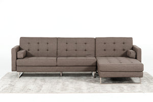 35" Brown Fabric  Foam  Wood  and Steel Sectional Sofa