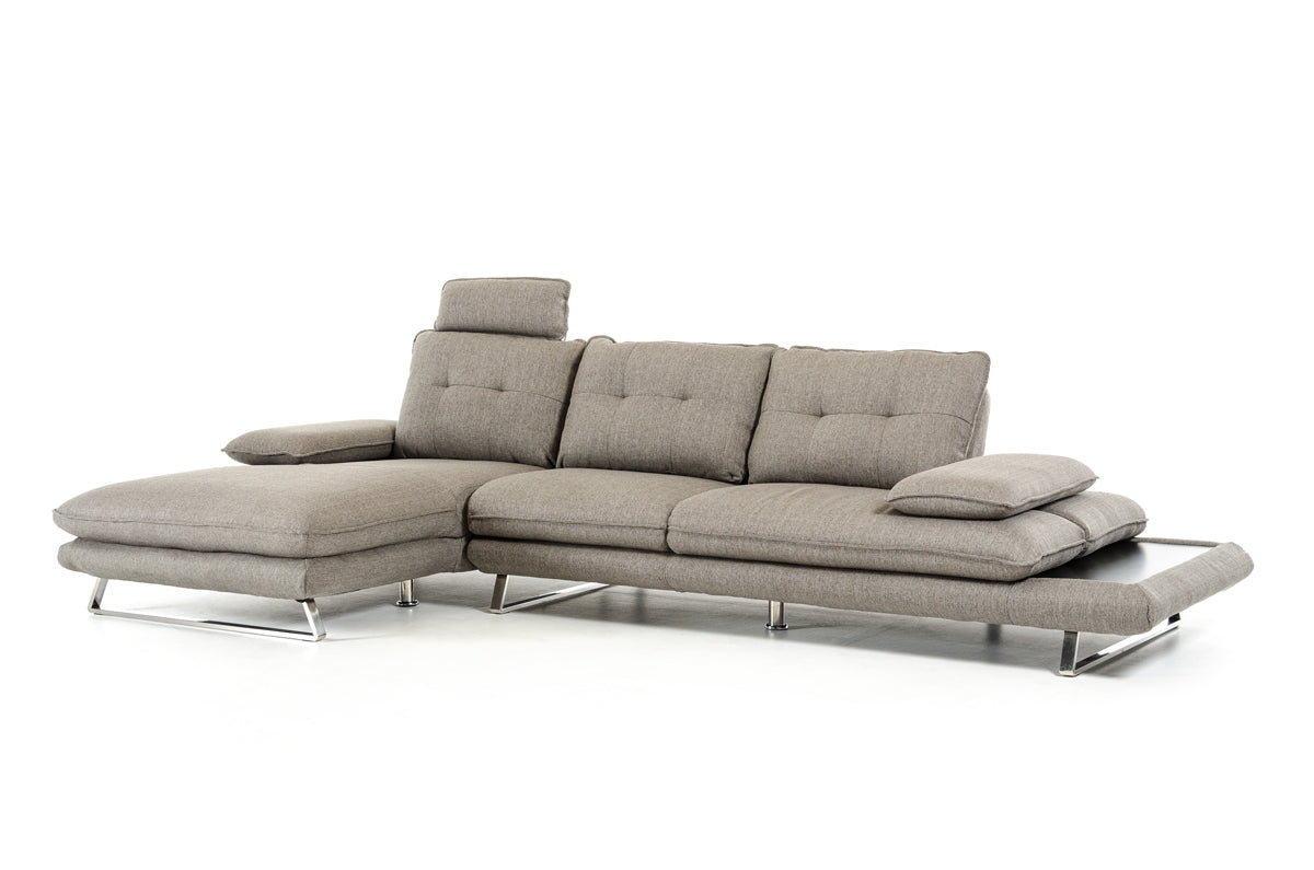 34" Grey Foam  Steel  Wood  and Veneer Sectional Sofa