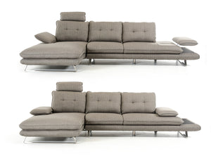34" Grey Foam  Steel  Wood  and Veneer Sectional Sofa
