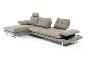 34" Grey Foam  Steel  Wood  and Veneer Sectional Sofa