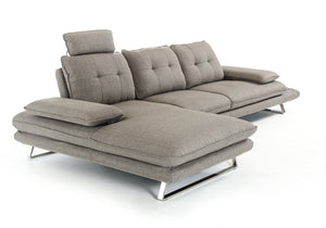 34" Grey Foam  Steel  Wood  and Veneer Sectional Sofa