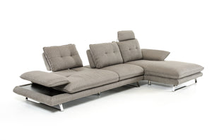 34" Grey Fabric  Foam  Wood  and Steel Sectional Sofa