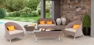 31" Brown Mesh  Aluminum  and Glass Sofa Set