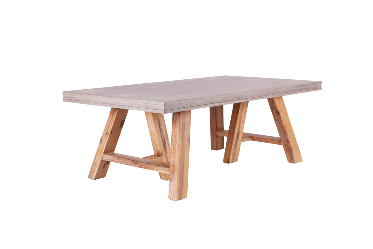 18" Concrete and Solid Acacia Wood Coffee Table